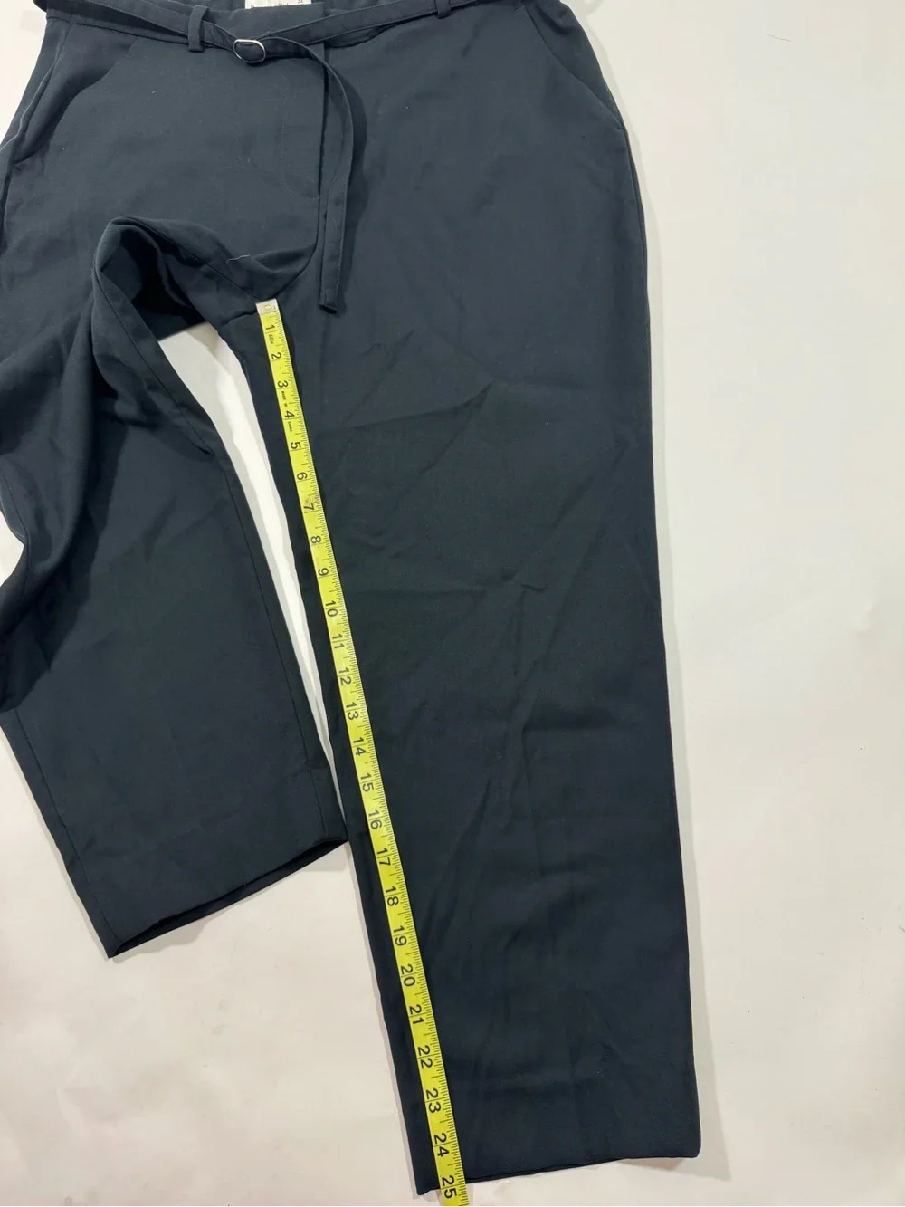 Abercrombie High Rise Belted Ankle Straight Pants Black
